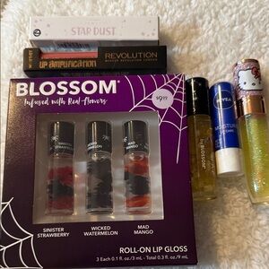 Lip Bundle set!! Blossom Roll-On Lip Gloss Set with Real Flowers and more